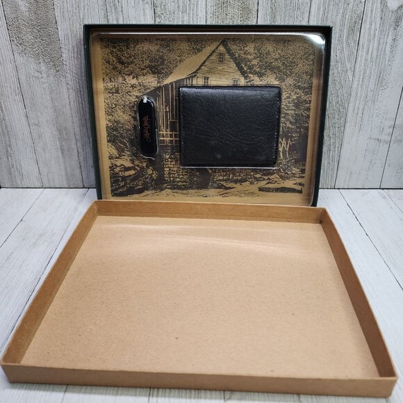 Ash Creek Trading Pocket Wallet and Knife Men's Gift Set Leather Black - Picture 2 of 6